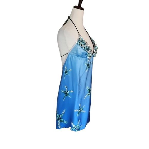Kasia de Gelaque Custom Starfish Silk Beaded Halter Dress Small - Picture 8 of 9